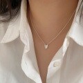 wholesale Sterling silver textured heart necklace women Korean high-end sense neckins collarbone chain-0-2