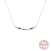 wholesale S925 Sterling Silver Drip-Shaped Ultra Sparkle Colorful Zircon Collarbone Necklace, Creative Cross-Border Hot Seller-Gold 925 silver