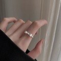 wholesale S925 Sterling Silver Handmade Filigree Bow Runaway Princess Ring for Women, Fashion Niche Design Open Adjustable Ring-0-2