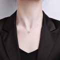 S925 Sterling Silver Mermaid Tail Pendant Necklace with Moissanite-0-2