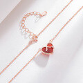 wholesale S925 Sterling Silver Red Heart Necklace, Minimalist Small Red Heart Pendant Peach Heart Accessory Collarbone Chain for Women-0-3