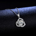 925 Silver Pendant with 1-Carat Moissanite Women's Camellia Necklace-0-0