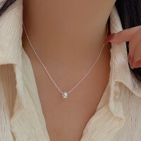 wholesale S925 Sterling Silver Chih Heng Moving Bead Necklace for Women, New Release, Xiaohongshu Viral Hit, Light Luxury Niche Collarbone Chain-Pure silver (42+5CM)