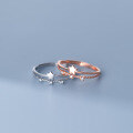 wholesale S925 Sterling Silver Ring for Women, Korean Style, Elegant and Fresh, Simple Double-Layer Diamond-Inlaid Star Jewelry J9764-0-0