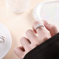 Silver Cross-Border New 50-Point Round Moissanite Open Adjustable Ring, Luxurious Wedding Band-0-2