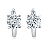 wholesale 18K Gold Plated Over Diamond Tester 1ct Classic Four-Prong Moissanite Stud Earrings for New Collection, Secure and Non-Tarnishing-1+1 carat 925 silver