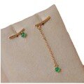 wholesale S925 sterling silver small and exquisite elegant long tassel earrings for women with gold bead chain and emerald-0-4