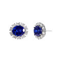 wholesale 925 Silver New Lab-Created Sapphire 10*12mm Oval Earrings with Full Diamond Halo Ear Studs-0-4