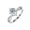 S925 Sterling Silver Four-Prong 1-Carat Moissanite Ring for Women-0-3