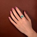 wholesale Pure Silver Viral 2ct Synthetic Emerald 7*7 Diamond RingIns Style High Carbon Diamond Ring for Women-0-3
