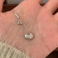 wholesale S925 Sterling Silver New Chinese Style Auspicious Words Peace Lock Pendant Necklace, Lucky and Elegant Minimalist Collarbone Chain Gift-Silver 925 silver