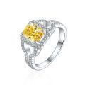 wholesale S925 Sterling Silver European and American Fashion 15ct Gemstone Colored Gem Ring with High-End 6*8 Square Diamond Flame Ice Flower Cut-0-3