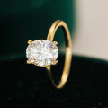18K Gold Plated S925 Silver Oval Moissanite Four-Prong Ring-0-1