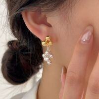 wholesale S925 Sterling Silver Heavy Craft Gold and Silver Two-Tone Bead Stud Earrings Women Korean Stall Stock New Earrings-Sterling silver