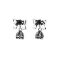 wholesale S925 Sterling Silver Retro Cute Bow Bell Pendant Ear Studs French Lady Style Small Matching Earrings-0-4