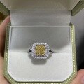 wholesale Classic Double Halo Square Setting 6mm Square 12 Carat Pink Diamond Yellow Diamond Ice Flower Cut Ring for Women's Daily Wear-0-2