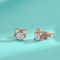 wholesale S925 Sterling Silver Moissanite Cat Stud Earrings, Small and Exquisite, Cute Ear Accessories, Fashionable Internet-Famous Earrings, Gift for Friends-0-2