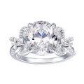 S925 Sterling Silver Cross-Border Bow Oval 5-Carat Moissanite Ring for Women, Sparkling Luxury-0-3