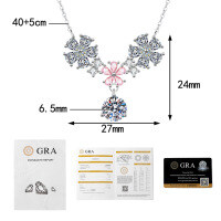925 Silver Moissanite Pendant Necklace, Floral Drip Design, Cross-border New Wholesale-1 carat moissanite  925 silver