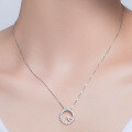 wholesale S925 silver Korean retro minimalist collarbone chain, ins design diamond-inlaid 520 clock pendant wholesale-0-3