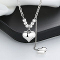 wholesale S925 Sterling Silver Large and Small 3D Heart Fringe Bead Pearl Necklace, Korean Version Fashion Elegant Lady Style Necklace-0-3