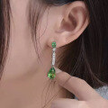 wholesale 925 Sterling Silver with 5-Carat High Carbon Diamond, Zhuozhifan Jewelry New Drop 8*12 Emerald Green Ear Studs for Women-0-1