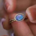 wholesale S925 Sterling Silver Rose Gold Plated Opal Blue Purple One Carat Ring for Women, Live Streaming Style-0-0
