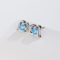 wholesale S925 Sterling Silver Fashion Mushroom Stud Earrings Women's Blue Zircon Heart-shaped Earrings Cross-border New Accessories-0-2