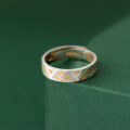 wholesale 999 Silver Minimalist Stylish Lucky Cat Inscription Ring, Chinese Style "Peace, Joy, and Blessings" Gilded Character Ring R02230-0-3