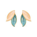 wholesale S925 Sterling Silver Minimalist Blue Leaf Earrings, Fresh, Gentle, Versatile, Ethereal, and Unique Ear Accessories-0-4