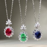 wholesale S925 Silver Queen Necklace, Celebrity Same Style Zircon Collarbone Chain, Light Luxury Pure Silver Gift for Girlfriend Wholesale-Pa Green-XL329 925 Silver