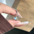 wholesale S925 Sterling Silver Sweet and Edgy Five-Point Star Moonstone Necklace for Women, Celestial Element Luxury Advanced Sense Collarbone Chain Trendy-0-1