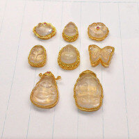 wholesale S925 Gold-Plated Silver Natural Water Foam Jade Butterfly Leaf Accessory DIY Spacer Bead Half-Finished Product for Bracelet Necklace Stringing-petal