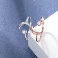 wholesale Rose gold S925 silver star and moon open ring for women with artistic temperament, factory wholesale-0-3