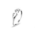 wholesale S925 Sterling Silver Red Elk Couple's Heart Gesture Hands Ring Cross-Border Love Romantic Creative Adjustable Index Finger Ring-0-4
