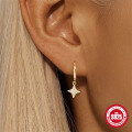 wholesale S925 Sterling Silver Diamond-Studded Butterfly Four-Pointed Star Opal Earrings, Super Sparkly Ear Hoops-0-2
