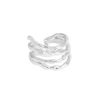 wholesale S925 Sterling Silver Korean Version INS Minimalist Design Versatile Irregular Line Texture Open Adjustable Ring for Women-Silver [No. 12/Adjustable] Opening adjustable