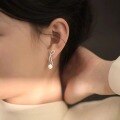 wholesale S925 Sterling Silver Minimalist Luxury Bow Ribbon Pearl Stud Earrings for Women, Small Batch Korean Style Pearl Dangle Earrings Wholesale-0-1