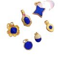 wholesale Gold-plated S925 Silver Inlaid Natural Lapis Lazuli Pendant Accessories for DIY Bracelet Necklace Hanging Ornament Handmade Cord Accessories-0-4