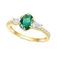 wholesale 14k Gold Plated S925 Sterling Silver with Emerald Nano Ring, Fashionable and Luxurious Colored Gemstone Ring-S925 Silver + Emerald Nano US Size 9