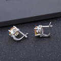 wholesale S925 Sterling Silver Natural Citrine Stud Earrings, Fashion Minimalist Style Natural Gemstone Earrings-0-3