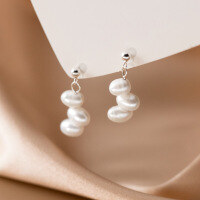 wholesale S925 Sterling Silver Light Bead Irregular Pearl Earring Korean Style Fashion Light Luxury Ins Wind Ear Accessories M05207-S925 silver pair 925 silver