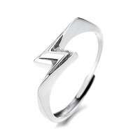 wholesale S925 Sterling Silver Lightning Design Ring, Ins Korean and Japanese Street Style, Niche and Versatile Fashion Accessory-514J/approx. 2.4g Opening adjustable