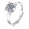 wholesale Pt950 plated S925 silver 1-carat moissanite ring for women, empty setting, drop shipping-0-4