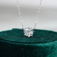 925 Sterling Silver 1-Carat Moissanite Snowflake Pendant Necklace-1-carat necklace (empty setting)  925 silver