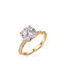 wholesale Gold S925 Silver Large Round Moissanite Ring with Waterdrop Accent Stones, eBay Best-Selling Women's Ring-0-6