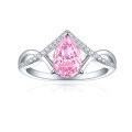 wholesale 925 Sterling Silver 15ct Ice-Cut Pear-Shaped Ring for Women, High-End Sense Colored Gemstone 6*9 High-Carbon Diamond Ring, Ins Style-0-8