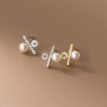 wholesale S925 Sterling Silver Inlaid with Diamond Percentage Symbol Pearl Earring Ins Niche High-End Ear Accessories M03550-0-2