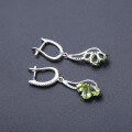 wholesale S925 Sterling Silver Natural Peridot Earrings with Fashionable Design, Set with Natural Gemstones-0-3