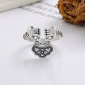 wholesale S925 pure retro creative victory peace lock pendant ring ethnic style fashionable open ring-0-2